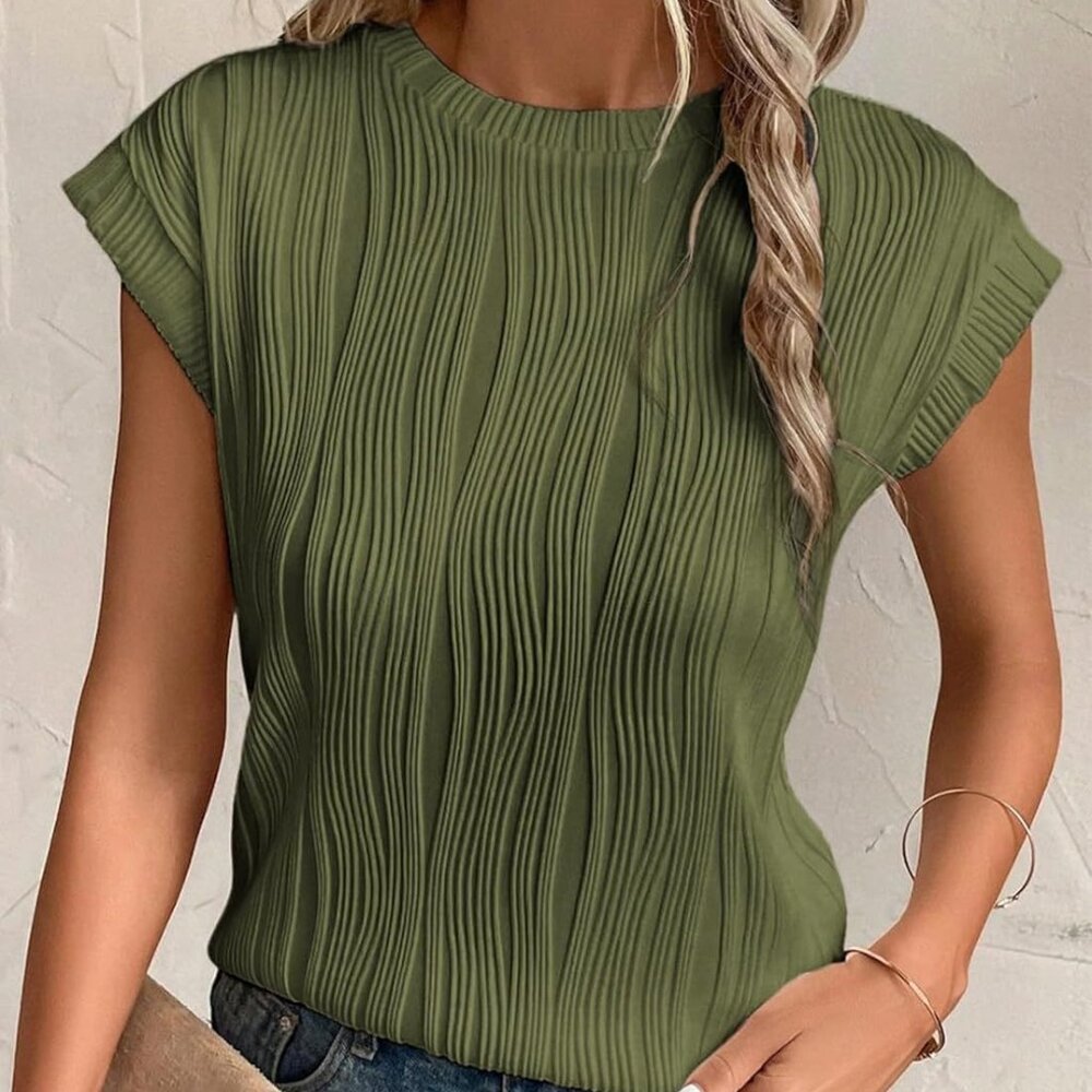 Women's Fashion Round Neck Short Sleeve Solid Color T-shirt